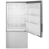 GE GBE17HYRFS Bottom Freezer Refrigerator, 31 inch Width, Counter Depth, ENERGY STAR Certified, 17.7 cu. ft. Capacity, Stainless Steel colour