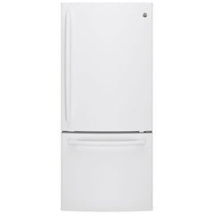 GE GBE21AGKWW Bottom Freezer Refrigerator, 30 inch Width, ENERGY STAR Certified, 20.9 cu. ft. Capacity, White colour