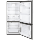 GE GBE21AYRKFS Bottom Freezer Refrigerator, 30 inch Width, ENERGY STAR Certified, 20.9 cu. ft. Capacity, Stainless Steel colour Glass Shelves, Frost Guard