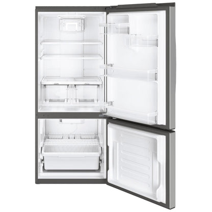 GE GBE21AYRKFS Bottom Freezer Refrigerator, 30 inch Width, ENERGY STAR Certified, 20.9 cu. ft. Capacity, Stainless Steel colour Glass Shelves, Frost Guard