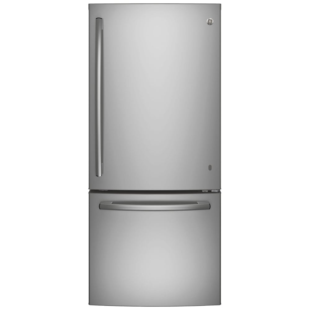 GE GBE21AYRKFS Bottom Freezer Refrigerator, 30 inch Width, ENERGY STAR Certified, 20.9 cu. ft. Capacity, Stainless Steel colour Glass Shelves, Frost Guard
