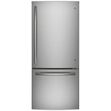 GE GBE21AYRKFS Bottom Freezer Refrigerator, 30 inch Width, ENERGY STAR Certified, 20.9 cu. ft. Capacity, Stainless Steel colour Glass Shelves, Frost Guard