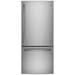 GE GBE21AYRKFS Bottom Freezer Refrigerator, 30 inch Width, ENERGY STAR Certified, 20.9 cu. ft. Capacity, Stainless Steel colour Glass Shelves, Frost Guard