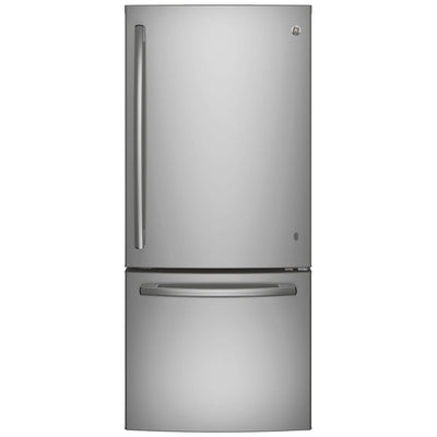 GE GBE21AYRKFS Bottom Freezer Refrigerator, 30 inch Width, ENERGY STAR Certified, 20.9 cu. ft. Capacity, Stainless Steel colour Glass Shelves, Frost Guard