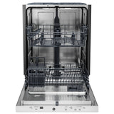 GE GBT500SGVWW Dishwasher, 24 inch Exterior Width, 50 dB Decibel Level, Fully Integrated, Stainless Interior, 3 Wash Cycles, 14 Capacity (Place Settings), Hard Food Disposal, 2 Loading Racks, White colour