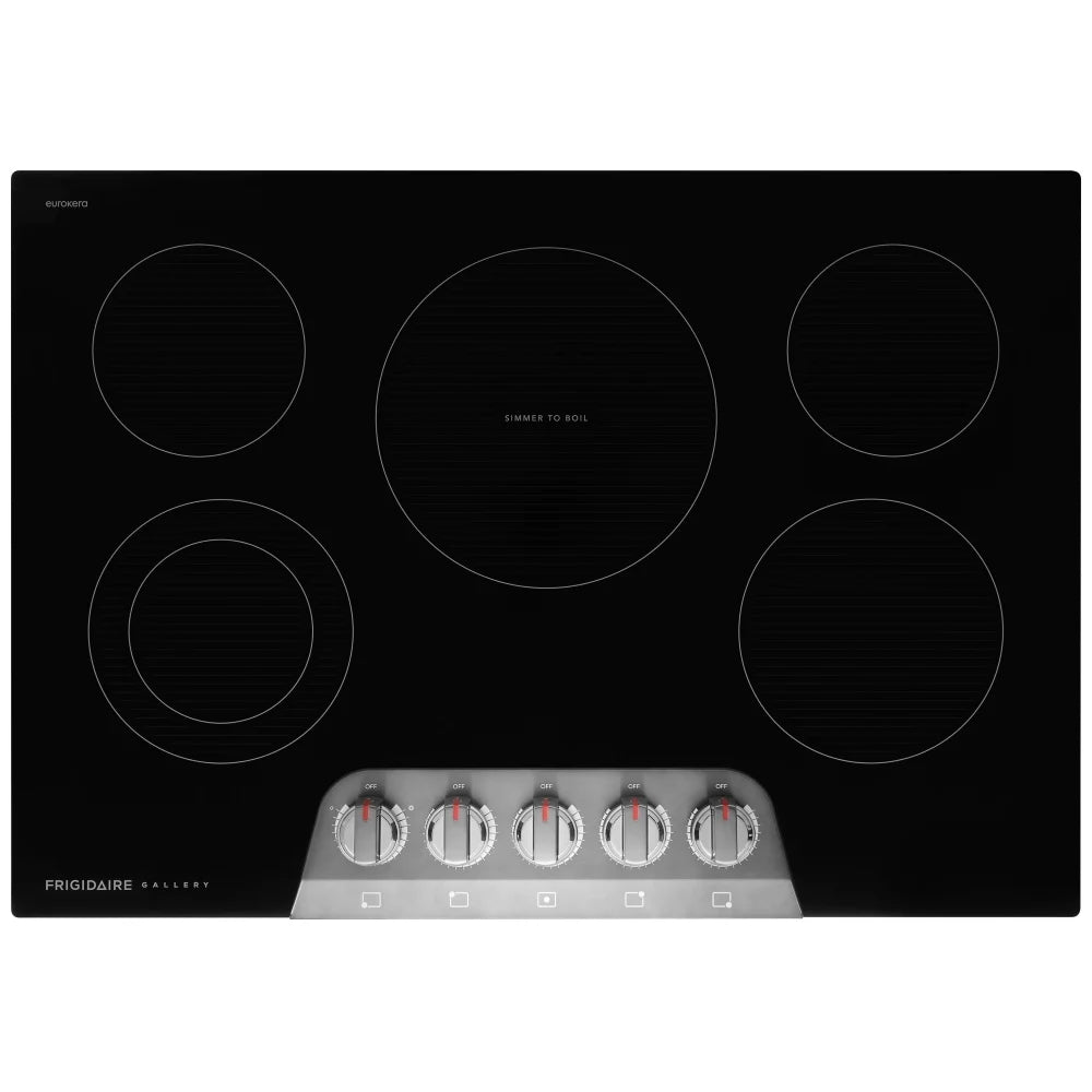 Frigidaire Gallery GCCE3070BD Electric Cooktop, 30 inch Exterior Width, 5 Burners, 3,200 W Highest Element, Stainless Steel colour