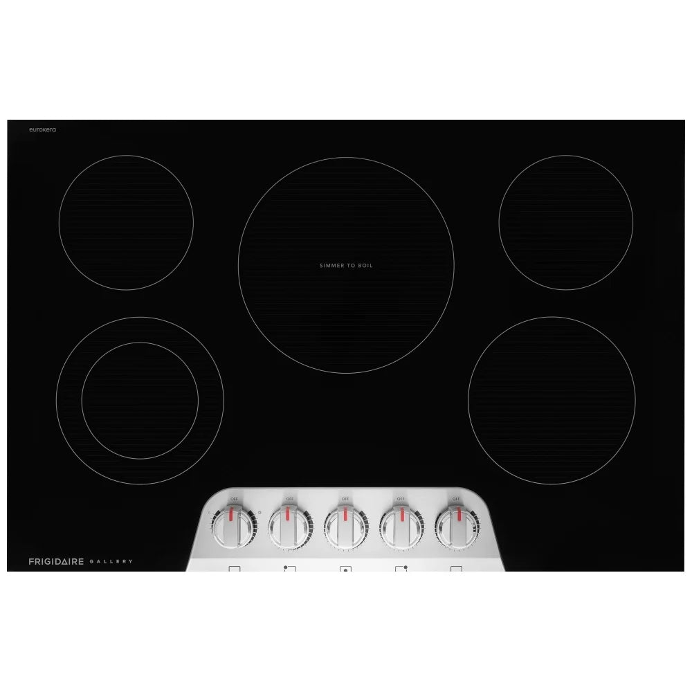 Frigidaire Gallery GCCE3070BS Electric Cooktop, 30 inch Exterior Width, 5 Burners, 3,100 W Highest Element, Black Stainless Steel colour