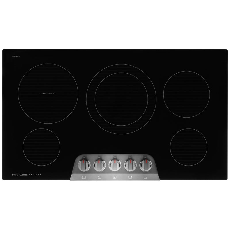 Frigidaire Gallery GCCE3670BD Electric Cooktop, 36 inch Exterior Width, 5 Burners, 3,200 W Highest Element, Black Stainless Steel colour
