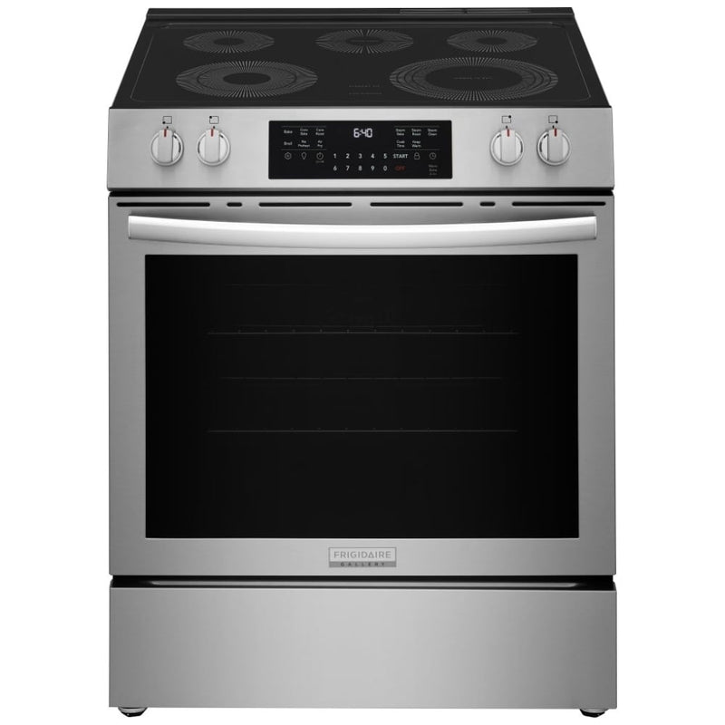 Frigidaire Gallery GCFE305CBF Electric Range, 5.3 cu. ft. Capacity, 30 inch Exterior Width, Convection, 5 Burners, Storage Drawer, Yes, Manual Clean, 3,200 W Highest Element, Stainless Steel colour