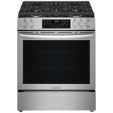 Frigidaire Gallery GCFG3059BF Gas Range, 6 cu. ft. Capacity, 30 inch Exterior Width, Manual Clean, Convection, 5 Burners, Storage Drawer, Air Fry, 18,000 BTU Highest Burner, Stainless Steel colour