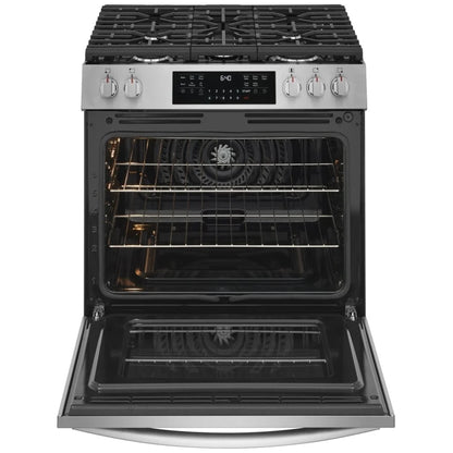 Frigidaire Gallery GCFG3059BF 30 英寸燃气灶 6 立方英尺 5 个燃烧器 18K BTU 不锈钢色，防污