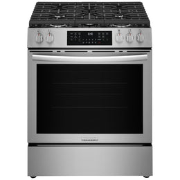 Frigidaire Gallery GCFG3059BF Gas Range, 6 cu. ft. Capacity, 30 inch Exterior Width, Manual Clean, Convection, 5 Burners, Storage Drawer, Air Fry, 18,000 BTU Highest Burner, Stainless Steel colour