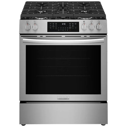 Frigidaire Gallery GCFG3059BF 30 英寸燃气灶 6 立方英尺 5 个燃烧器 18K BTU 不锈钢色，防污