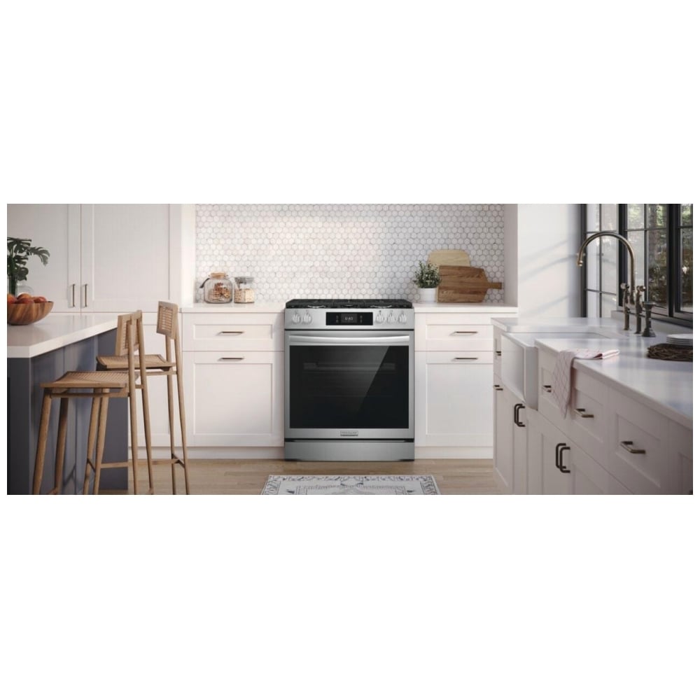 Frigidaire Gallery GCFG3070BF 30" Gas Range 6 Cu. Ft 18K BTU Pizza Bake