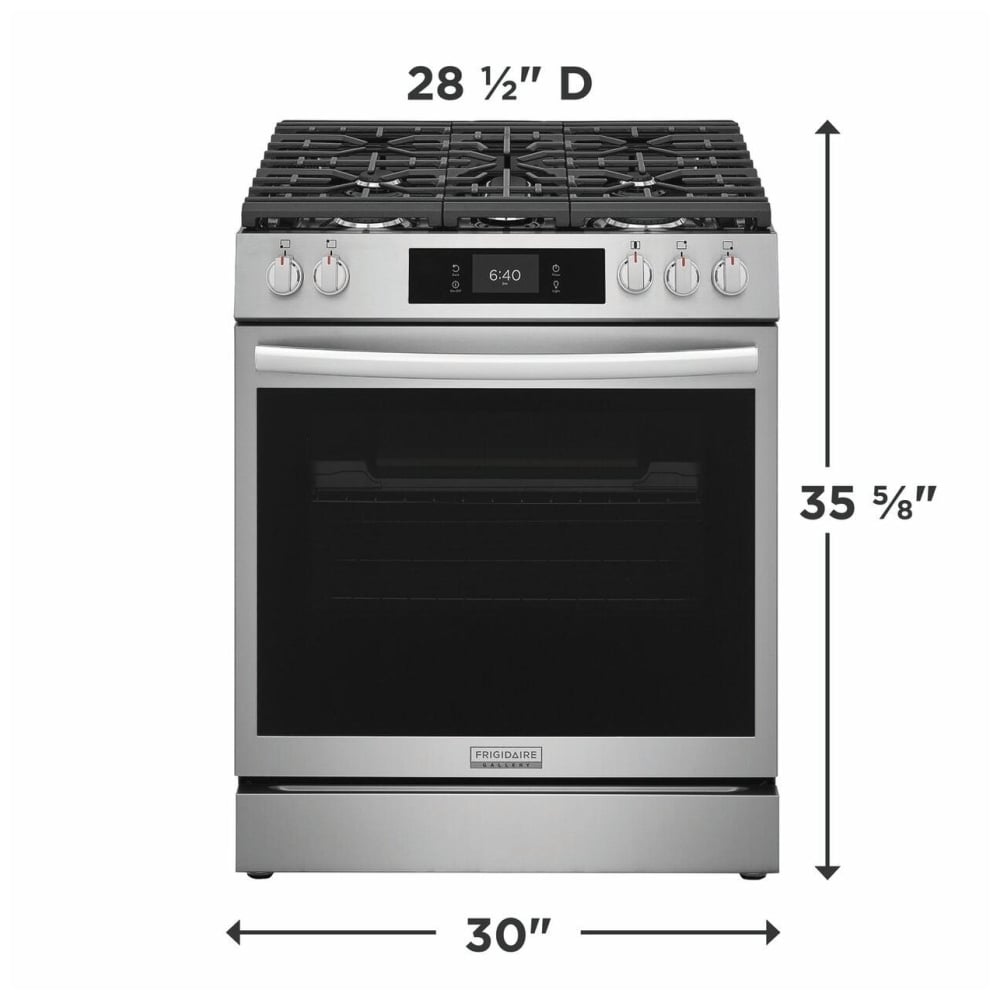Frigidaire Gallery GCFG3070BF 30" Gas Range 6 Cu. Ft 18K BTU Pizza Bake