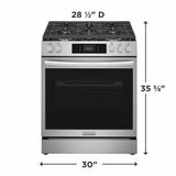 Frigidaire Gallery GCFG3070BF Gas Range, 6 cu. ft. Capacity, 30 inch Exterior Width, Self Clean, Convection, 5 Burners, Storage Drawer, Air Fry & Air Sous Vide, 18,000 BTU Highest Burner, Smudge-Proof® Stainless Steel colour