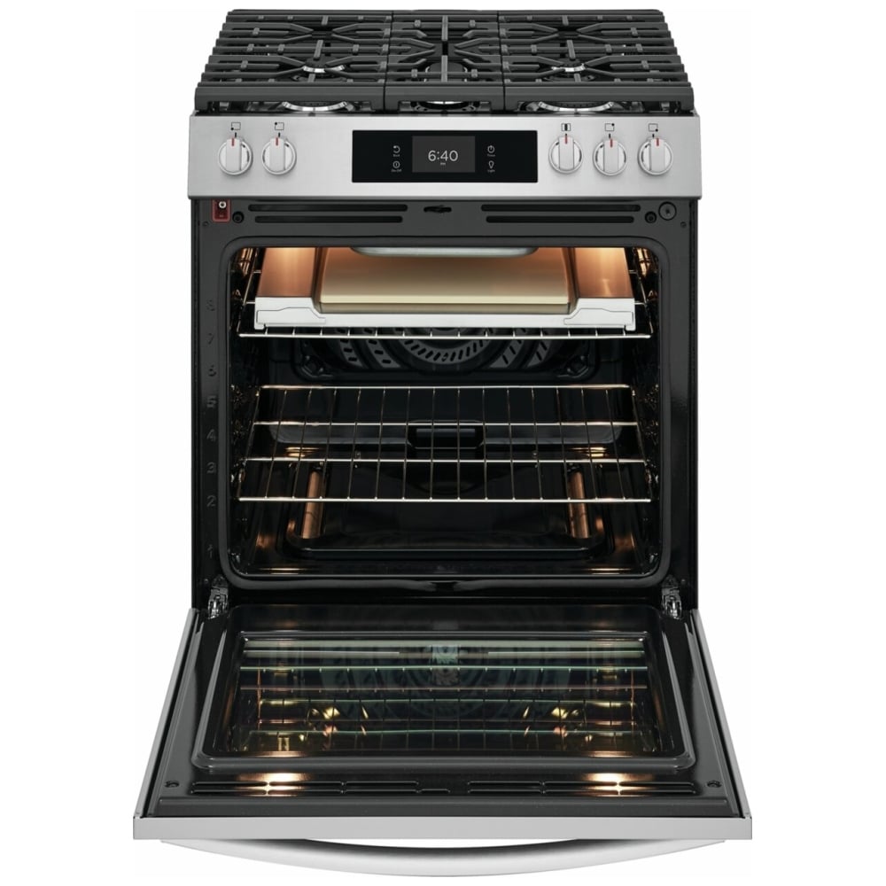 Frigidaire Gallery GCFG3070BF 30" Gas Range 6 Cu. Ft 18K BTU Pizza Bake