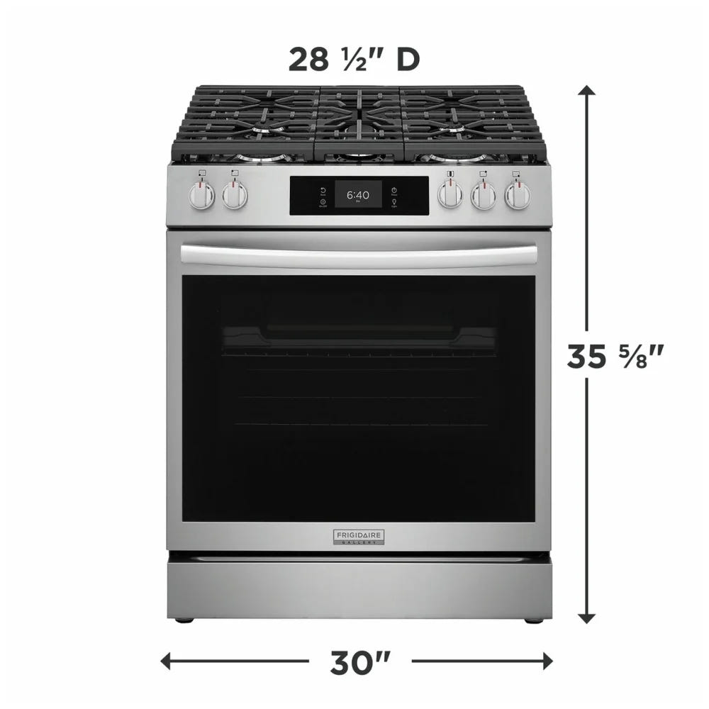 Frigidaire Gallery GCFG3070BF 30英寸燃气灶 6立方英尺 18K BTU 披萨烘烤