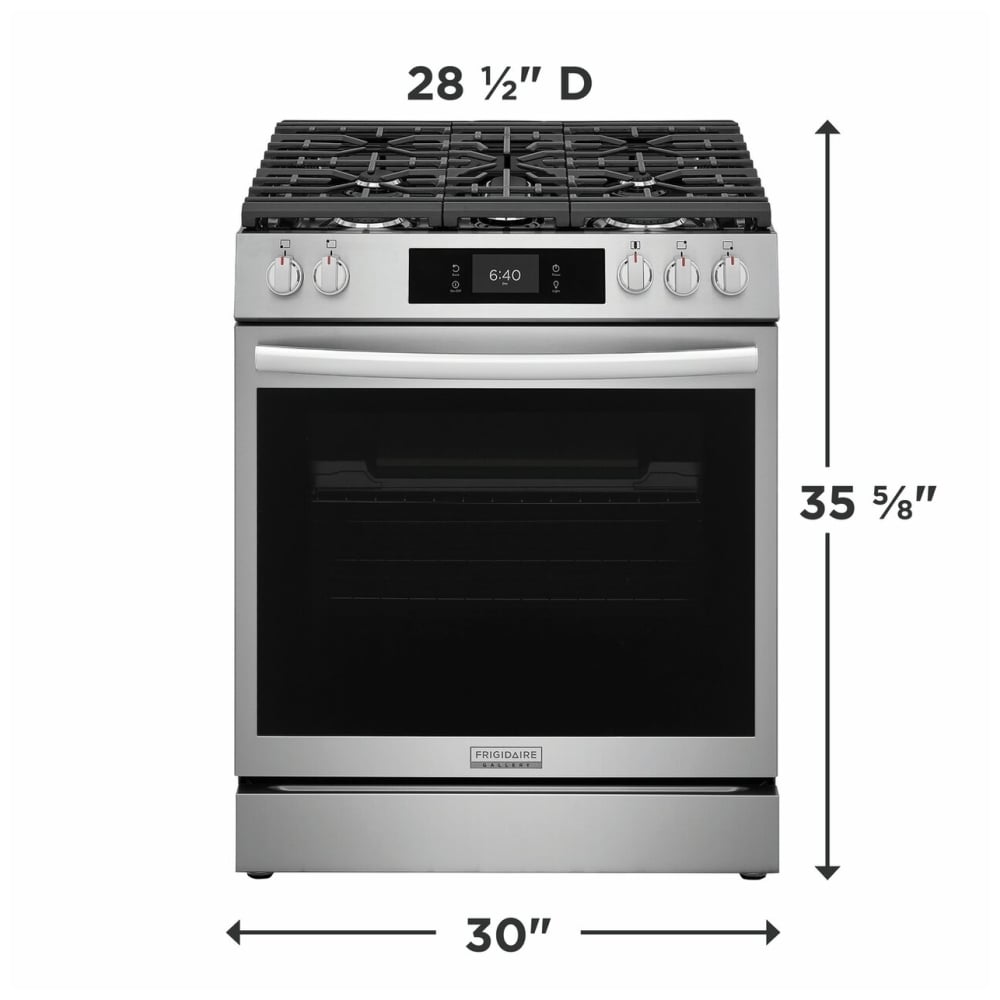 Frigidaire Gallery GCFG3070BF 30" Gas Range 6 Cu. Ft 18K BTU Pizza Bake