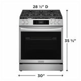 Frigidaire Gallery GCFG3070BF Gas Range, 6 cu. ft. Capacity, 30 inch Exterior Width, Self Clean, Convection, 5 Burners, Storage Drawer, Air Fry & Air Sous Vide, 18,000 BTU Highest Burner, Smudge-Proof® Stainless Steel colour