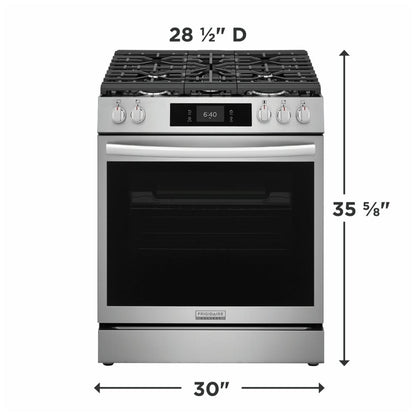 Frigidaire Gallery GCFG3070BF 30" Gas Range 6 Cu. Ft 18K BTU Pizza Bake