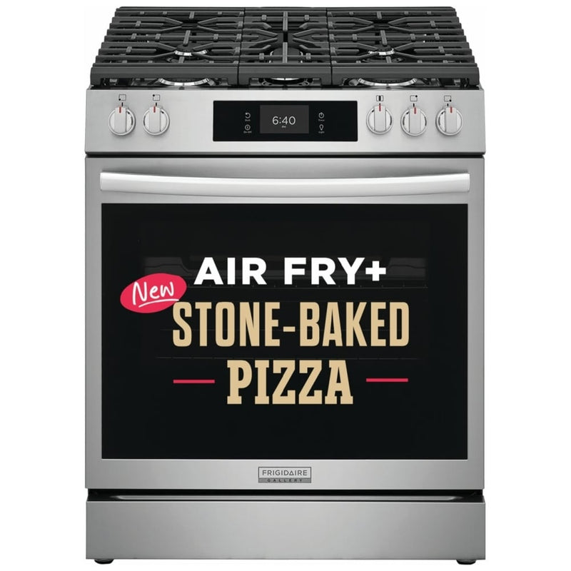 Frigidaire Gallery GCFG3070BF Gas Range, 6 cu. ft. Capacity, 30 inch Exterior Width, Self Clean, Convection, 5 Burners, Storage Drawer, Air Fry & Air Sous Vide, 18,000 BTU Highest Burner, Smudge-Proof® Stainless Steel colour