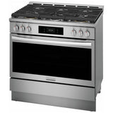 Frigidaire Gallery GCFG3661AF Gas Range, 4.6 cu. ft. Capacity, 36 inch Exterior Width, Self Clean, Convection, 6 Burners, Yes, 18,000 BTU Highest Burner, Stainless Steel colour