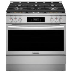 Frigidaire Gallery GCFG3661AF Gas Range, 4.6 cu. ft. Capacity, 36 inch Exterior Width, Self Clean, Convection, 6 Burners, Yes, 18,000 BTU Highest Burner, Stainless Steel colour