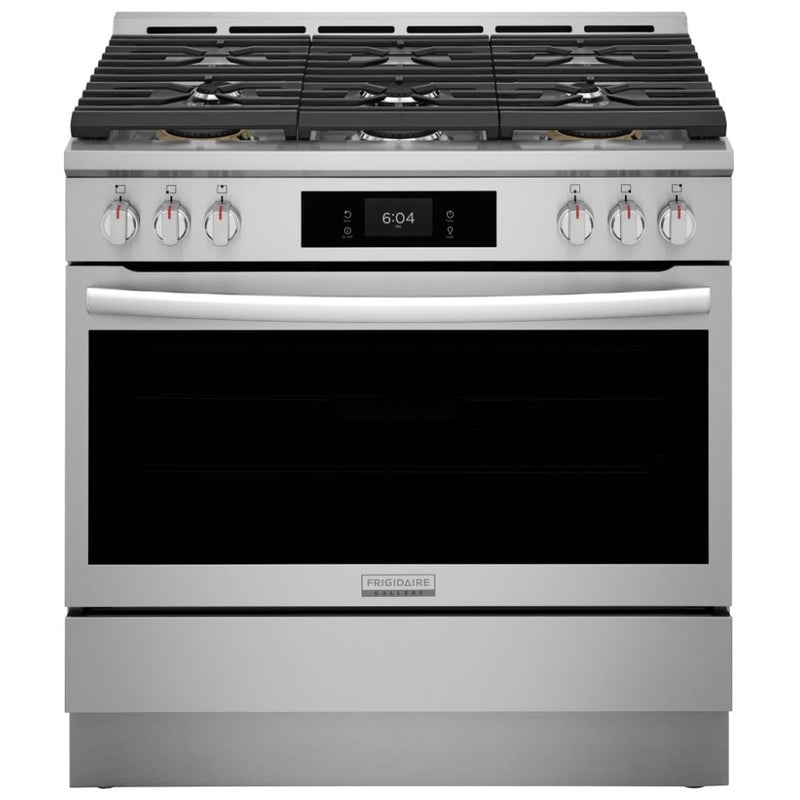 Frigidaire Gallery GCFG3661AF Gas Range, 4.6 cu. ft. Capacity, 36 inch Exterior Width, Self Clean, Convection, 6 Burners, Yes, 18,000 BTU Highest Burner, Stainless Steel colour