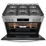 Frigidaire Gallery GCFG3661AF Gas Range, 4.6 cu. ft. Capacity, 36 inch Exterior Width, Self Clean, Convection, 6 Burners, Yes, 18,000 BTU Highest Burner, Stainless Steel colour