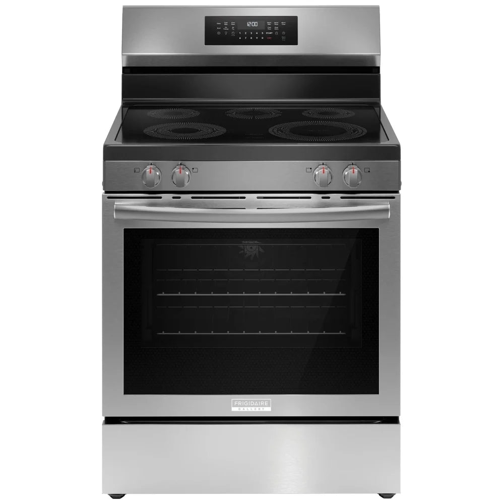Frigidaire GCREC059BF Electric Range, 5.3 cu. ft. Capacity, 30 inch Exterior Width, True Convection, 5 Burners, Storage Drawer, & , Steam Clean, 4,000 W Highest Element, Stainless Steel colour, EvenTemp® Burner, Extra Wide Store-More™ Drawer