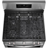 Frigidaire GCRG3059BF Gas Range, 5.1 cu. ft. Capacity, 30 inch Exterior Width, Steam Clean, True Convection, 5 Burners, Storage Drawer, & , 18,000 BTU Highest Burner, Stainless Steel colour, Extra Wide Store-More™ Drawer, ReadyCook™ Air Fry Tray