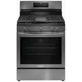 Frigidaire Gallery GCRG3060BD Gas Range, 5.1 cu. ft. Capacity, 30 inch Exterior Width, Self Clean, Convection, 5 Burners, Storage Drawer, Yes, 18,000 BTU Highest Burner, Black Stainless Steel colour