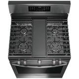 Frigidaire Gallery GCRG3060BD Gas Range, 5.1 cu. ft. Capacity, 30 inch Exterior Width, Self Clean, Convection, 5 Burners, Storage Drawer, Yes, 18,000 BTU Highest Burner, Black Stainless Steel colour