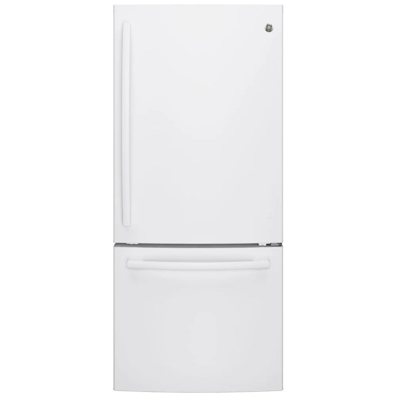 GE GDE21DGKWW Bottom Freezer Refrigerator, 30 inch Width, Optional Ice Maker (Special Order), ENERGY STAR Certified, 20.9 cu. ft. Capacity, White colour