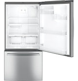 GE GDE25EYKFS Bottom Freezer Refrigerator, 33 inch Width, Ice Dispenser (Freezer Located), ENERGY STAR Certified, 24.8 cu. ft. Capacity, Fingerprint Resistant Stainless Steel colour
