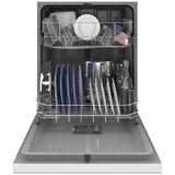 GE GDF510PGRWW Dishwasher, 24 inch Exterior Width, 59 dB Decibel Level, Full Console, Plastic Interior, 4 Wash Cycles, 14 Capacity (Place Settings), Hard Food Disposal, 2 Loading Racks, White colour