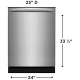 Frigidaire Gallery GDHH4527AF Dishwasher, 24 inch Exterior Width, 51 dB Decibel Level, Fully Integrated, Stainless Interior, 4 Wash Cycles, 14 Capacity (Place Settings), Hard Food Disposal, 2 Loading Racks, Stainless Steel colour