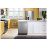 GE GDP630PYRFS Dishwasher, 24 inch Exterior Width, 50 dB Decibel Level, Fully Integrated, Plastic Interior, 5 Wash Cycles, Hard Food Disposal, 3 Loading Racks, Stainless Steel colour