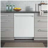 GE GDT225SGLWW Dishwasher, 24 inch Exterior Width, 51 dB Decibel Level, Fully Integrated, Stainless Interior, 3 Wash Cycles, 12 Capacity (Place Settings), Hard Food Disposal, 2 Loading Racks, Wifi Enabled, White colour