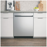 GE GDT225SSLSS Dishwasher, 24 inch Exterior Width, 51 dB Decibel Level, Fully Integrated, Stainless Interior, 3 Wash Cycles, 12 Capacity (Place Settings), Hard Food Disposal, 2 Loading Racks, Wifi Enabled, Stainless Steel colour
