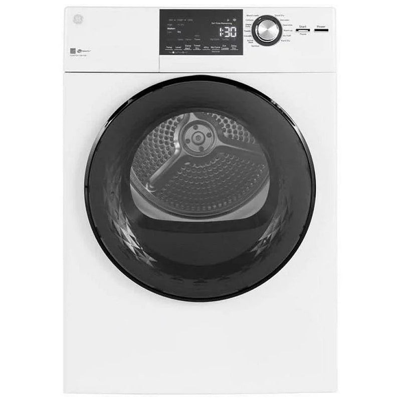GE GFD14JSINWW Electric Dryer, 4.1 cu. ft. Dryer Capacity, 13 Dry Cycles, 3 Temperature Settings, Vented, Stackable, White colour