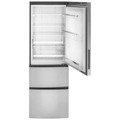 GE GLE12HSPSS Bottom Freezer Refrigerator, 24 inch Width, ENERGY STAR Certified, Counter Depth, 11.9 cu. ft. Capacity, Optional Ice Maker (Special Order), Stainless Steel colour