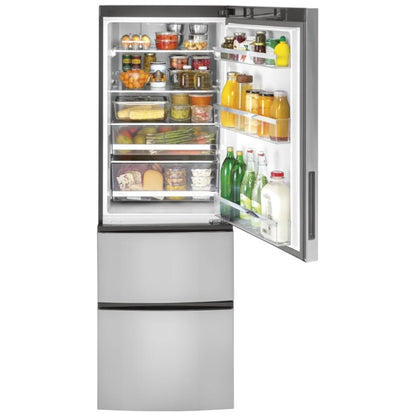 GE GLE12HSPSS Bottom Freezer Refrigerator, 24 inch Width, ENERGY STAR Certified, Counter Depth, 11.9 cu. ft. Capacity, Optional Ice Maker (Special Order), Stainless Steel colour