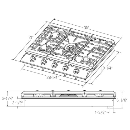 GLS30501 丨 30" Gas Cooktop