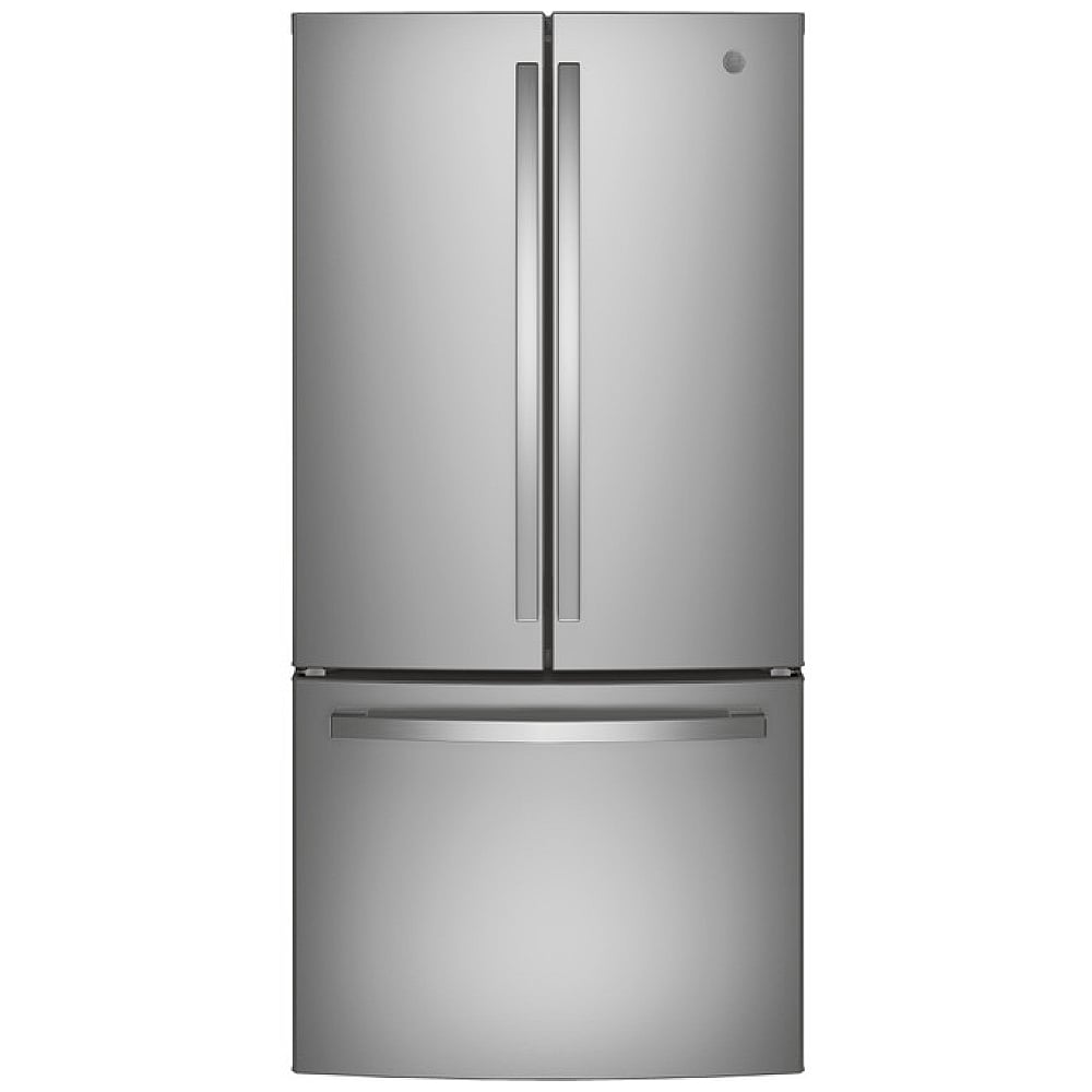 GE GNE25JYKFS French Door Refrigerator, 33 inch Width, 24.7 cu. ft. Capacity, Water Dispenser (Interior), Ice Dispenser (Freezer Located), ENERGY STAR Certified, Stainless Steel colour
