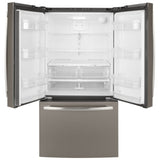 GE GNE27JMMES French Door Refrigerator, 36 inch Width, 26.7 cu. ft. Capacity, Water Dispenser (Interior), Ice Dispenser (Freezer Located), ENERGY STAR Certified, Slate colour