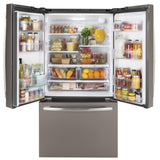 GE GNE27JMMES French Door Refrigerator, 36 inch Width, 26.7 cu. ft. Capacity, Water Dispenser (Interior), Ice Dispenser (Freezer Located), ENERGY STAR Certified, Slate colour