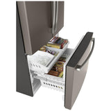 GE GNE27JMMES French Door Refrigerator, 36 inch Width, 26.7 cu. ft. Capacity, Water Dispenser (Interior), Ice Dispenser (Freezer Located), ENERGY STAR Certified, Slate colour