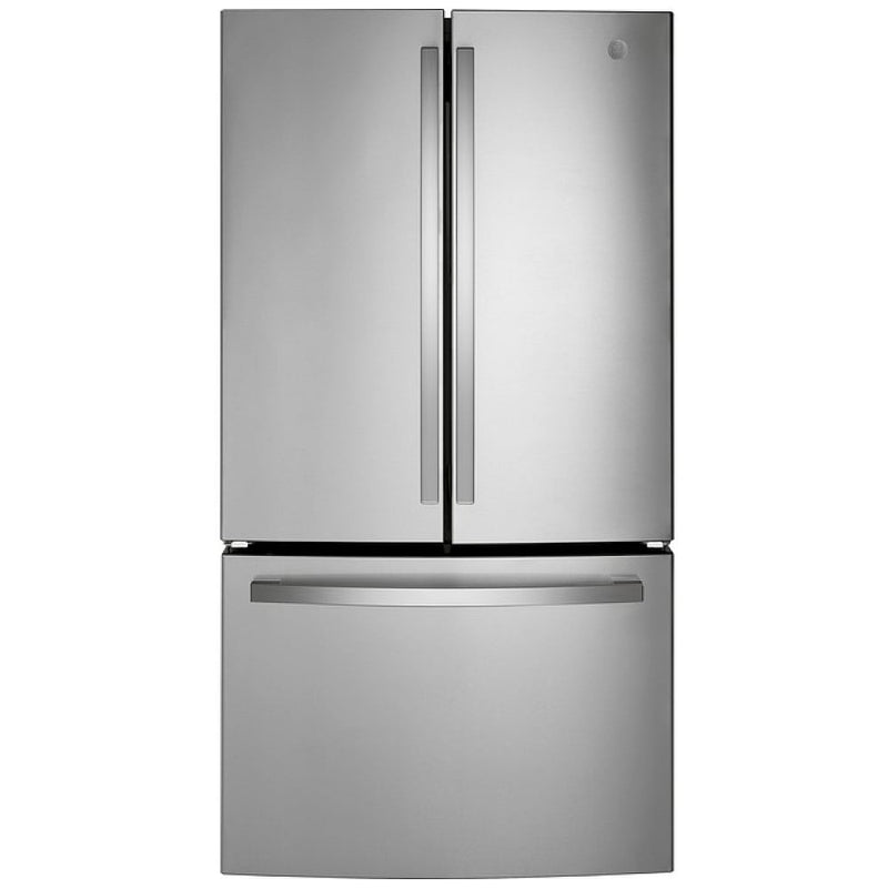 GE GNE27JYMFS French Door Refrigerator, 36 inch Width, 27 cu. ft. Capacity, Water Dispenser (Interior), Ice Dispenser (Freezer Located), ENERGY STAR Certified, Stainless Steel colour
